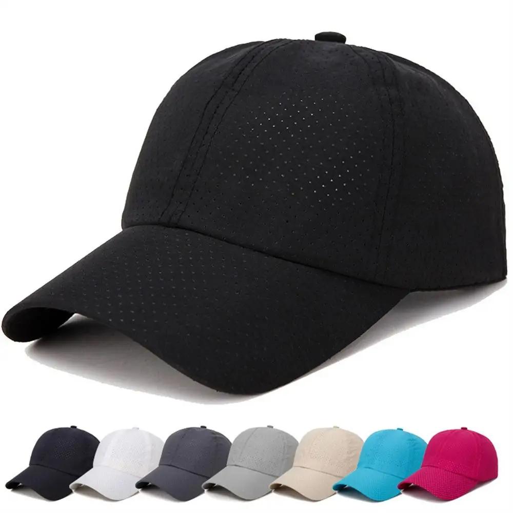 남녀공용 빠른 건조 야구 모자, 통기성 얇은 메쉬 스포츠 모자, 스냅백, UV 차단, 야외 모자, 하이킹 캠핑
